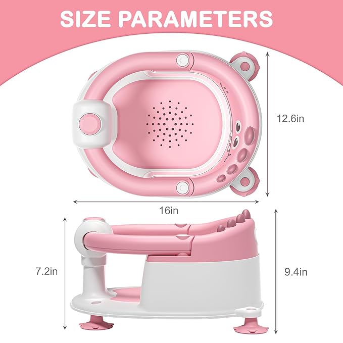 TPN Baby Bath Seat for Babies 6 Months & Up, Non-Slip Toddler Bath Seat with 5 PCS Waterproof Emoji Stickers, Portable Infant Bath Seat for Baby(Pink)