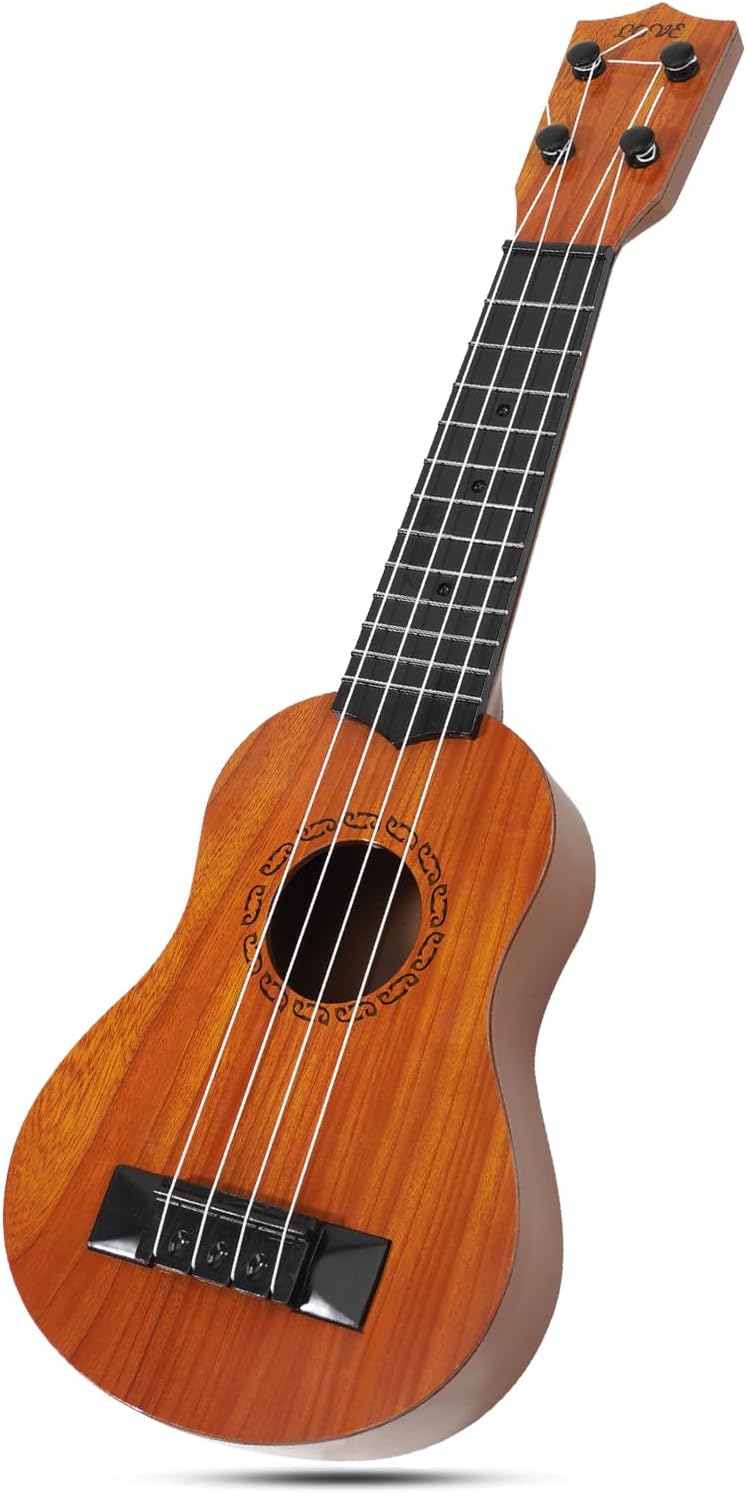 Raimy 17in Kids Ukulele Guitar - 4 Strings Mini Guitar Children Musical Instruments Educational Toys with Picks for Toddler Kids Boys Girls Beginner (Burlywood)