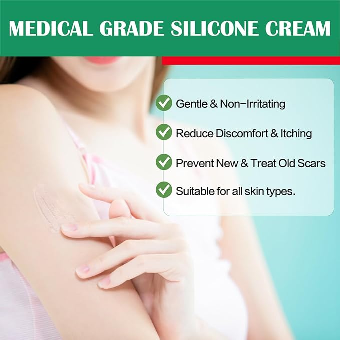 Advance Silicone Scar Cream Gel: Old & New Scars Treatment Stretch Marks Removal - Body Face Surgical Skin Healing - Recovery C-Section Keloids Injury Acne Wound Dark Spot for Kids 1oz (30 g) (Green)