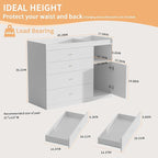 Nursery Dresser Changing Table Dresser with Changing Table Top Baby Diaper Changing Station with 5 Drawers for Infants Chest Storage Changing Station Nursery Organizer,White