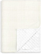 Baby Blankets for Boys Girls, Soft Nursery Minky Blankets with Muslin and Dotted Fleece Back 30x40 inches, Receiving Bed Quilt for Newborn, Infants, Toddlers (Butter)