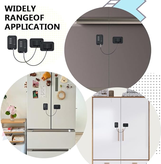 8 pcs Refrigerator Lock Fridge Freezer Door Lock with 4 Digit Lock Password, Mini Proof Door Lock for Kitchen Refrigerator, No-Drill Cabinet Locks for Windows,Closets,Drawers Doors(Black)