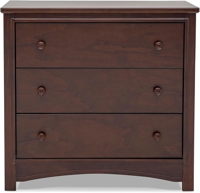 Delta Children Perry 3 Drawer Dresser with Changing Top and Interlocking Drawers, Walnut Espresso