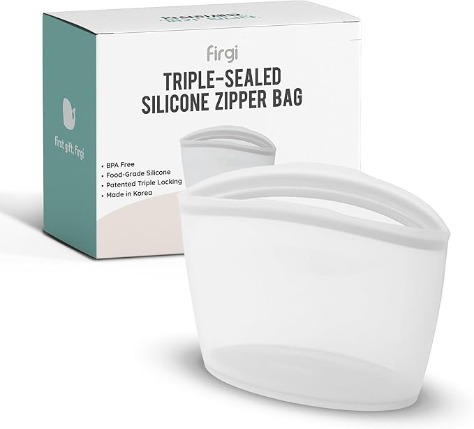 Premium Platinum Silicone Reusable Food Storage Bag 2.1 Cup (17 fl oz), Airtight Zip Lock Bags for Food, BPA-Free Silicone Freezer Bags, Microwave Safe Sous Vide Container, White