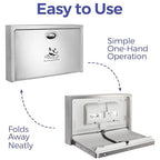 Panda Care Stainless Steel Surface Mounted Baby Changing Station, Heavy Duty Foldable Diaper Changing Table with Liner Dispenser and Adjustable Safety Belt for Commercial and Business