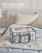 Blissful Diary Floral Diaper Caddy Organizer, Stylish Nursery Storage Basket, Gift for Baby Shower, Newborn Essentials, Peony Blue