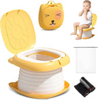 2025 Upgraded Portable Potty Training, Travel Potty for Toddler, portable toilet for kids Foldable, Apply to Seat Emergency Toilet for Camping, Outdoor,Car, Indoor (Yellow)
