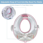 ANGELBLISS Baby Potty Training Toilet Seat with Soft Cushion Handles, Haute Collection, Double Anti-Slip Design and Splash Guard for Boys and Girls (Pink)