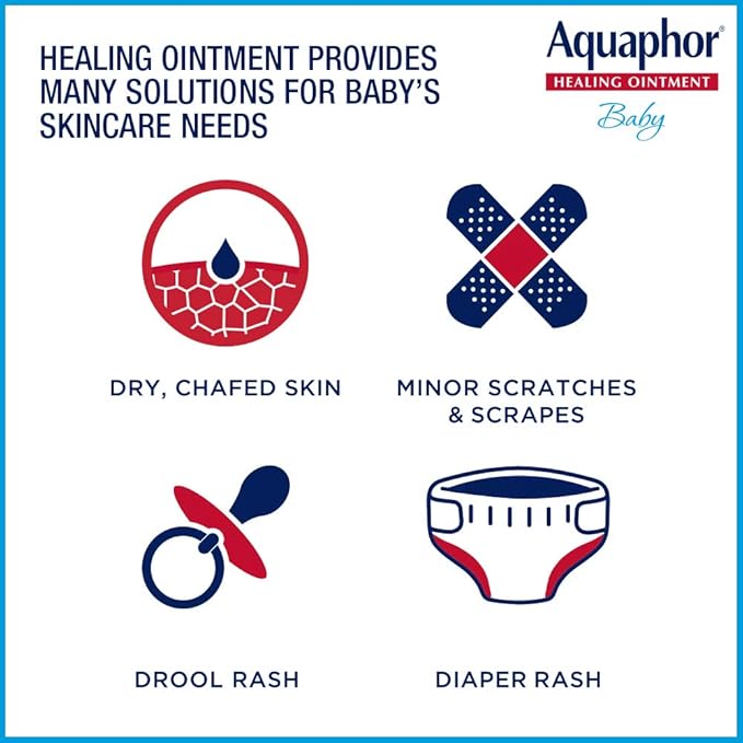 Aquaphor Baby Healing Ointment, Advanced Therapy for Chapped Cheeks and Diaper Rash, 3 Ounce (Pack of 3)