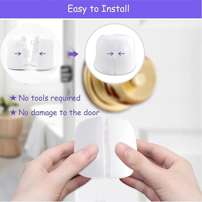 Child Proof Door Knob Covers, 4Pack Door Knob Safety Cover for Kids, Door Locks for Kids Safety, Toddler Door Knob Cover