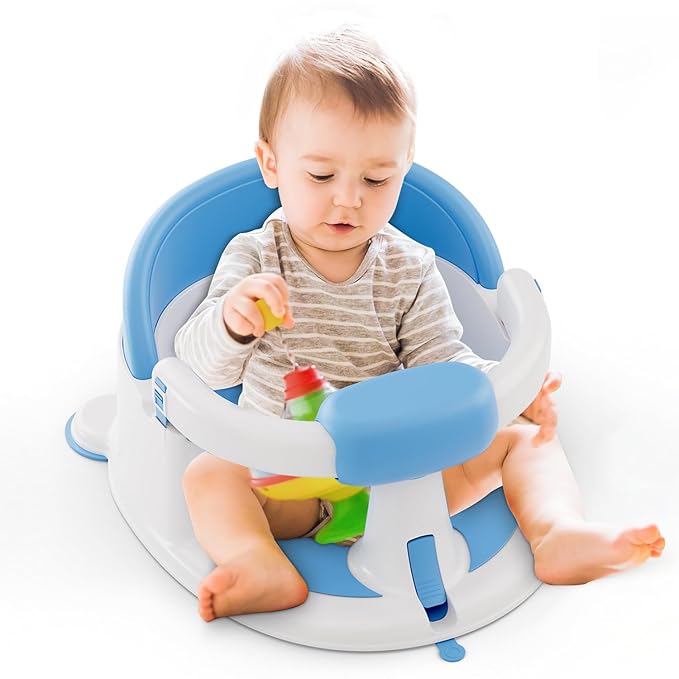 Baby Bath Seat for Babies: Non-Slip Infant Bathtub Chair with Suction Cups, Safe & Comfortable Baby Bath Support, Ideal for Sitting Up, Easy to Clean, Stable Design, Blue (6-24 Months)