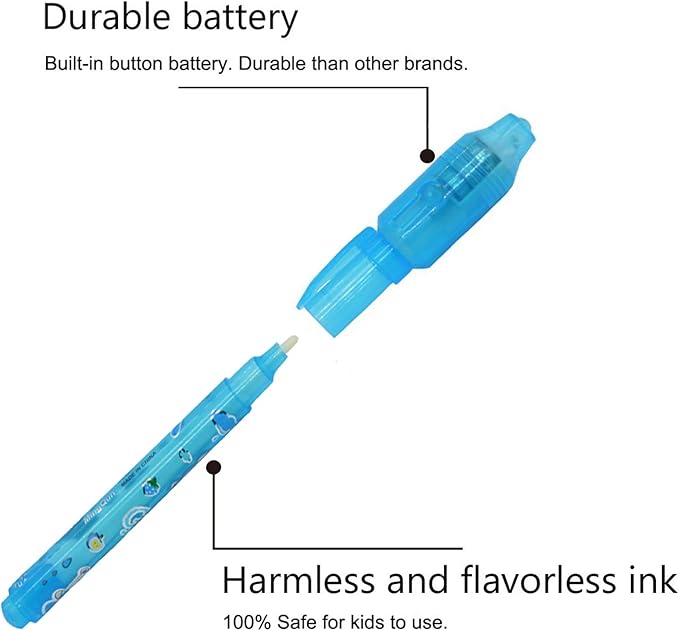 Invisible Ink Pen 24Pcs Spy Pen with UV Light Magic Marker Kid Pens for Secret Message and Birthday Party,Writing Secret Message for Easter Day Halloween Christmas Party Bag Gift