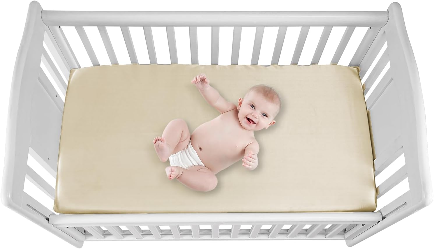 2 Pack Satin Soft Crib Sheet for Baby with Sensitive Hair Silky Baby Mattress Sheet Pink and Violet Unisex 52x28in (Satin Brown & Green)