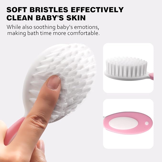 Baby Grooming Kit,Baby Health Care Kit,Baby Brush Soft Bristles 5 pcs Baby Nail Kit Nursery Care Kit Baby Hair Brush Hair Comb Nail Kit Safety Cutter Nail Clipper Set Pink