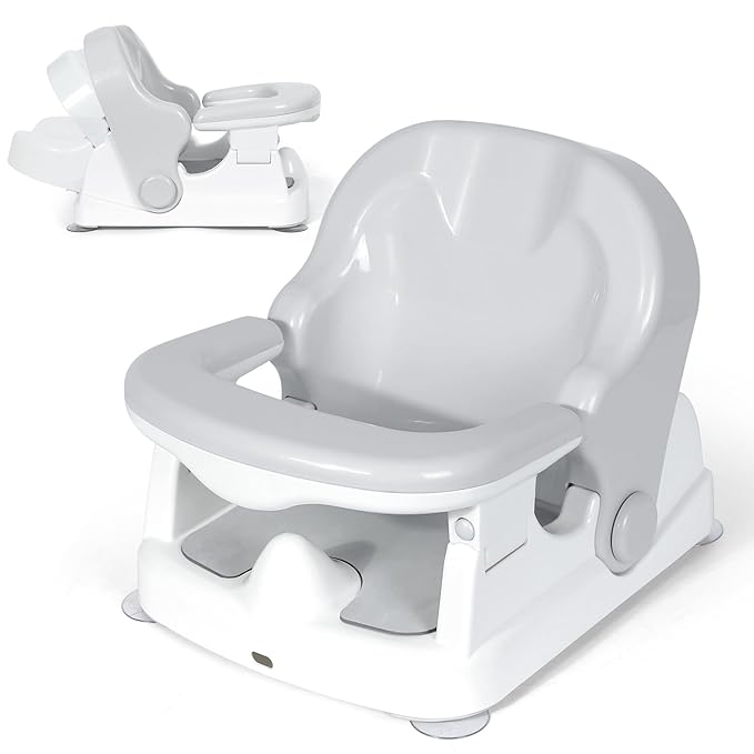 Orzbow Baby Bath Seat for Babies Sitting Up, Bath Seats for Babies 6-12-24 Months & Up with Adjustable Backrest, Non-Slip Baby Bathtub for Newborn Infant Toddler, Strong Suction & Comfortable, Gray