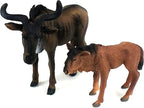 FUNSHOWCASE African Jungle Animals Toy Wildebeest Figure Realistic Plastic Figurine Playset Lot 2-Piece