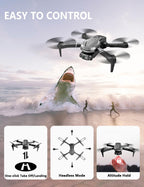Cool Mini Drone with Camera for Kids Adults Beginners, 1080P FPV Camera Remote Control Drone for Kids with 3 Batteries, One-Click Take Off/Landing, Altitude Hold, Headless Mode, 360° Flips, 3-Gear Speeds , Emergency Stop, Toys Gifts for Kids