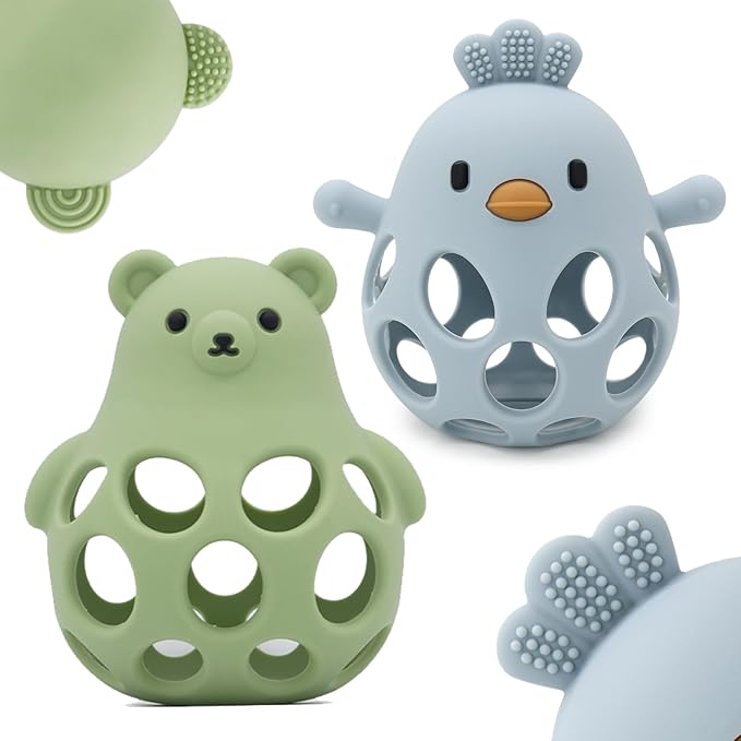 Baby Teething Toys Silicone Teethers - Babies Toys Chew Toys Food Grade Silicone for Sucking Needs, BPA Free for 0-6 6-12 Months(Blue Green)