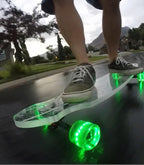 Clear Longboard Skateboard - Transparent Acrylic Long Boards with Light-Up LED Wheels for Smooth Rides - Ride The Streets in Style with Longboard Built for Beginners & Pros Alike