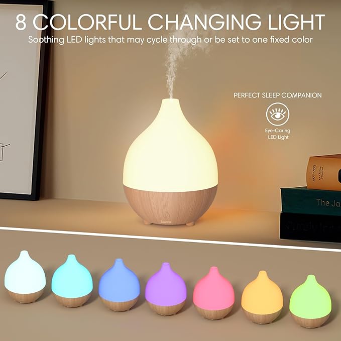 SALKING Essential Oil Diffuser (Set of 2), 100ml Small Aromatherapy Diffuser with Auto Shut-Off, Ultrasonic Diffusers for Essential Oils, Cool Mist Humidifier with Warm White Lights, for Office Home