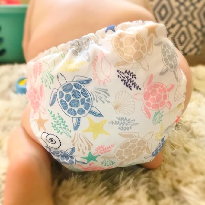 Mama Koala 3.0 Cloth Diapers for Babies with AWJ Lining, 6 Pack with 6 5-Layer Natural Cloth Diaper Inserts - Reusable and Washable Pocket Diapers(A-Happy Fox)