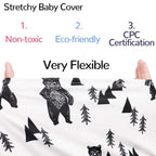 Stretchy Baby Car Seat Cover for Baby Boys and Girls,Multiuse - Nursing Breastfeeding Covers,Shopping Cart/High Chair/Stroller Covers,Infinity Scarf,Car Seat Canopies(Ink Bear)