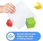 Bimi Boo Wooden Shape Sorter Toy for Babies - Premium Simple Sorting Box with Noise-Reducing Silicone Pad - Classic Montessori Toy for Toddlers (8 Various Blocks, 1 Box, 1 Silicone Pad)