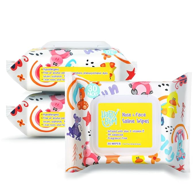 HAPPY BUM - 90 Count Baby Wipes, Unscented, 7.4 x 7.2 Inch, Moist and Refreshing, Multi-Purpose Use, Ideal for Travel (3 Packs of 30)