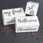 Baby Monthly Milestone Blocks for Boy or Girl, Milestones Age Photo Block Set for Baby Shower, Pregnancy Countdown, 7 Pcs