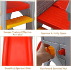 Costzon Toddler Slide Playground Climber Set, 5 in 1 Slide for Kids with Basketball Hoop, Telescope, Crawl Through Space, Easy Climb Stairs, Kids Large Slide Playset Gift for Both Indoor Outdoor Use