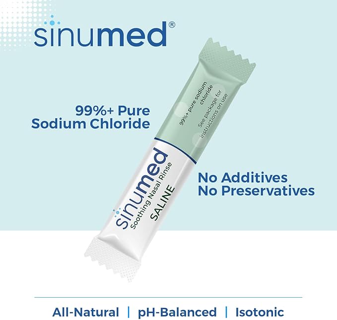 Sinus Rinse, 30PK Nasal Rinse Packets with Saline, Gravity Bottle, Alternative to Neti Pot, Helps with Allergy, Congestion, Cold Symptoms