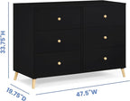Delta Children Essex 6 Drawer Dresser, Black/Natural
