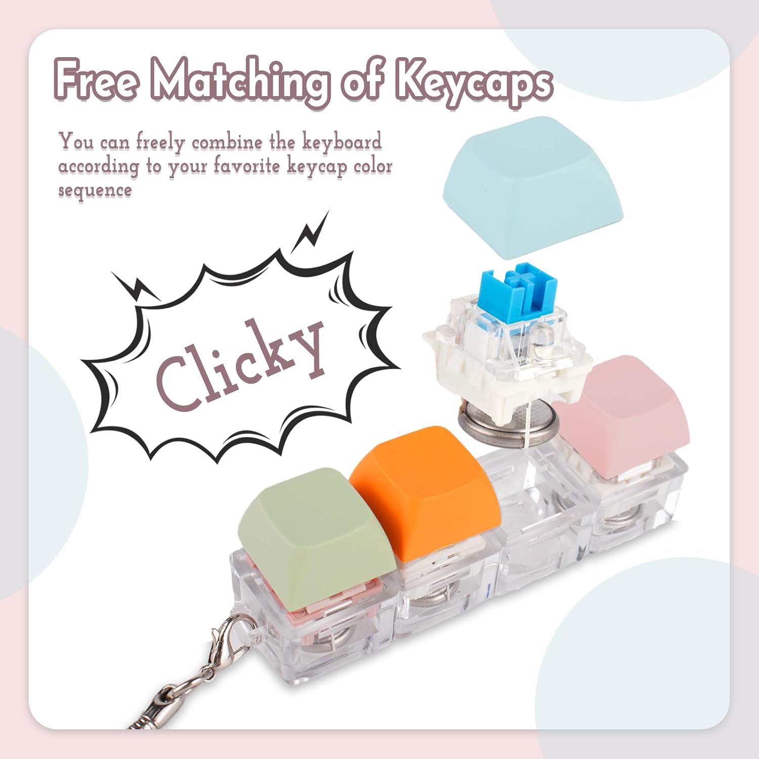 Byhoo Keyboard Fidget, 3 Types of Touch Fidget Keyboard, 3 Speed Colored Lights Keyboard Fidget Toy, Linear Keyboard Fidget Clicker, Keyboard Clicker Fidget to Relieve Stress