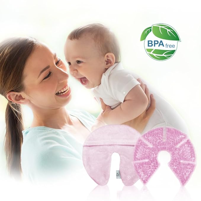 Hot Cold Gel Bead Breast Therapy Pack,Breast Ice Packs for Breastfeeding,Relief for Breastfeeding,Nursing Pain, Mastitis,Engorgement,Plugged Ducts, Boost Milk Let-Down & Production(#19 Pink)