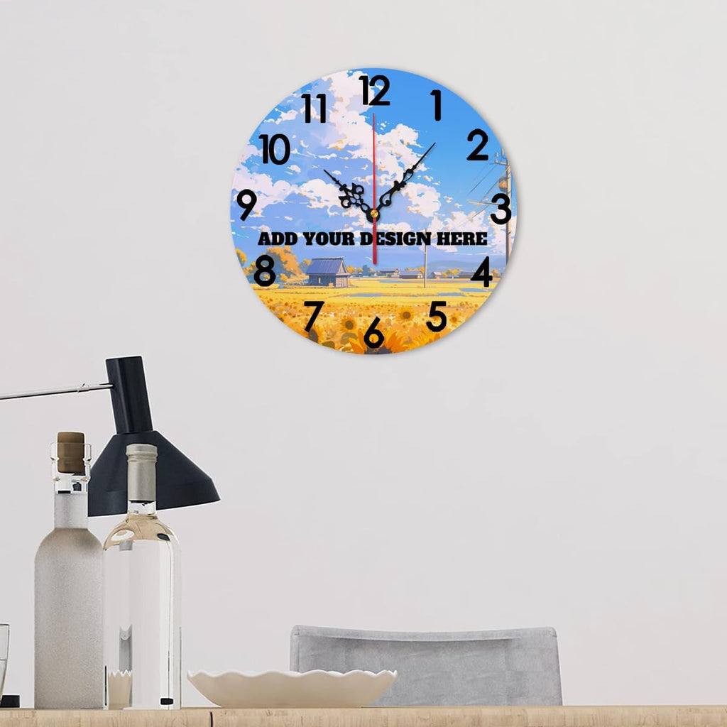 Generic Custom Wall Clock Personalized Picture Hanging Time Clocks Silent Non Ticking Round Decoration for Kitchen Creative, 12x12Inch