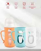 Silicone Sleeves with Handles for Pigeon Glass Bottle, 3 Pack Anti Breakage Baby Bottle Holder, 8.1oz