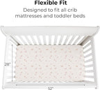 Ely’s & Co. Crib Sheets, Baby Girl Fitted Crib Mattress Sheet Set, 2 Pack, 100% Jersey Knit Cotton, Infant and Toddler Nursery Bedding, Pink Butterfly + Stripes Print, 28” x 52”
