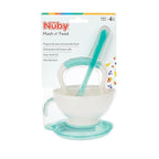 Nuby Garden Fresh Mash N' Feed Bowl with Spoon and Food Masher, Colors May Vary
