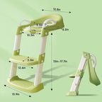 Potty Chair, potty training toilet seat with step stool ladder for Kids and Toddler Boys Girls - Kids Potty Training Soft Padded Seat（Green）