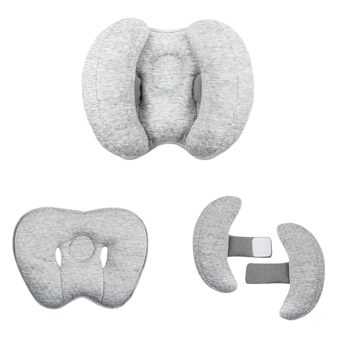 2 in 1 Baby Support Pillow, Adjustable Banana Shape Baby Neck Head Travel Pillow Stroller Insert Cushion for Kids, Toddler, Gray