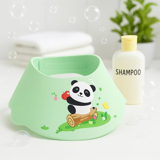 Baby Shower Cap Shield - Adjustable Waterproof Shower Visor for Kids, Soft Baby Hair Washing Shield with Ear Protection, Perfect for Toddlers & Children (giant panda)