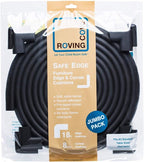 Roving Cove HeftyFit Edge Corner Protector Baby Proofing (Large 18ft Edge 8 Corners), Heavy-Duty, Soft NBR Rubber Foam, Furniture Fireplace Safety Bumper Guard, 3M Adhesive, Onyx Black