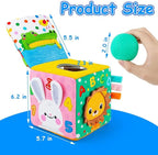 beetoy Sensory Busy Cube for Baby, Montessori Infant Toys with Textured Sensory Balls, Early Learning Travel Toys for Fine Motor Skills, Perfect Newborn Boy and Girl Gift