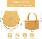 Snack Cups for Toddlers, Baby Snack Containers, Silicone Toddler Snack Cups No Spill, Food Catcher with Lid & Bucket-like Handle, BPA Free & Dishwasher Safe, 9 Ounce Mustard