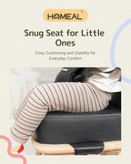 HOMEAL Booster Seat for Kitchen Chair, Breathable Toddler Booster Seat for Dining Table with Backrest and Adjustable Straps, Portable Travel Toddler Booster Seat, Dark Grey