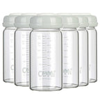 COMI Wide Neck Glass Breastmilk Collection n Storage Bottle, 8oz with Screw Ring Sealing Disk; Re-markable Sealing Disc. BPA Free, Fits Breast Pumps & Nipples (6 Gray Lids)