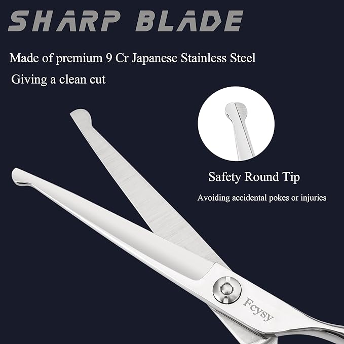 Safety Round Tip Hair Scissors for Kids, Fcysy 6 In Hair Cutting Shears for Children, Stainless Steel Barber Haircut Scissors for Toddlers, Boys & Girls – Safe Hair Trimming at Home