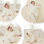 Newborn Baby Bear Outfit Suit Girls Boys Fleece Jumpsuit Romper Hooded Winter Snowsuit Clothes