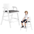 Solid Wood high Chairs for Toddlers,High Chair Grows with Kid for Dining, Study Chair for Children, White