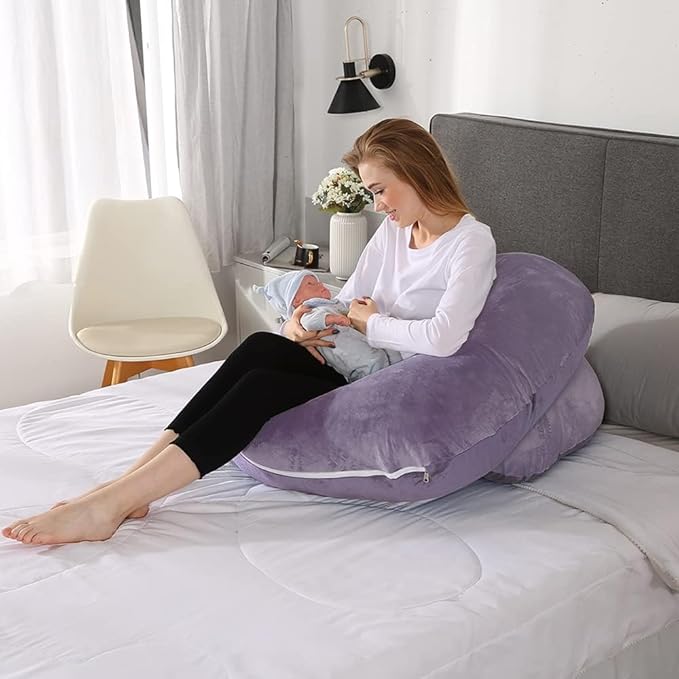 Chilling Home Pregnancy Pillows, C Shaped Full Body Pillow Maternity Pillow for Women 55 inch, Pregnancy Pillows for Sleeping Pregnant Must Have with Removable Cover